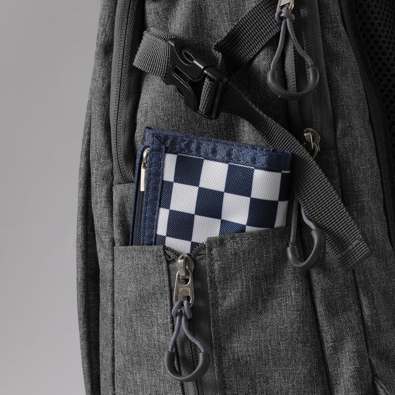Nitort Wallet,RFID Trifold Canvas Outdoor Sports Wallets for Kid,Lovely and Novelty Wallet with Zipper for Kids- Front Pocket Wallet with Magic Sticker(Navy Blue Chequer KW03) - Image 5